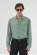 Draped Regular Fit Mint Voile Shirt