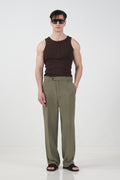 DOKULU REGULAR FIT KLASİK HAKİ PANTOLON