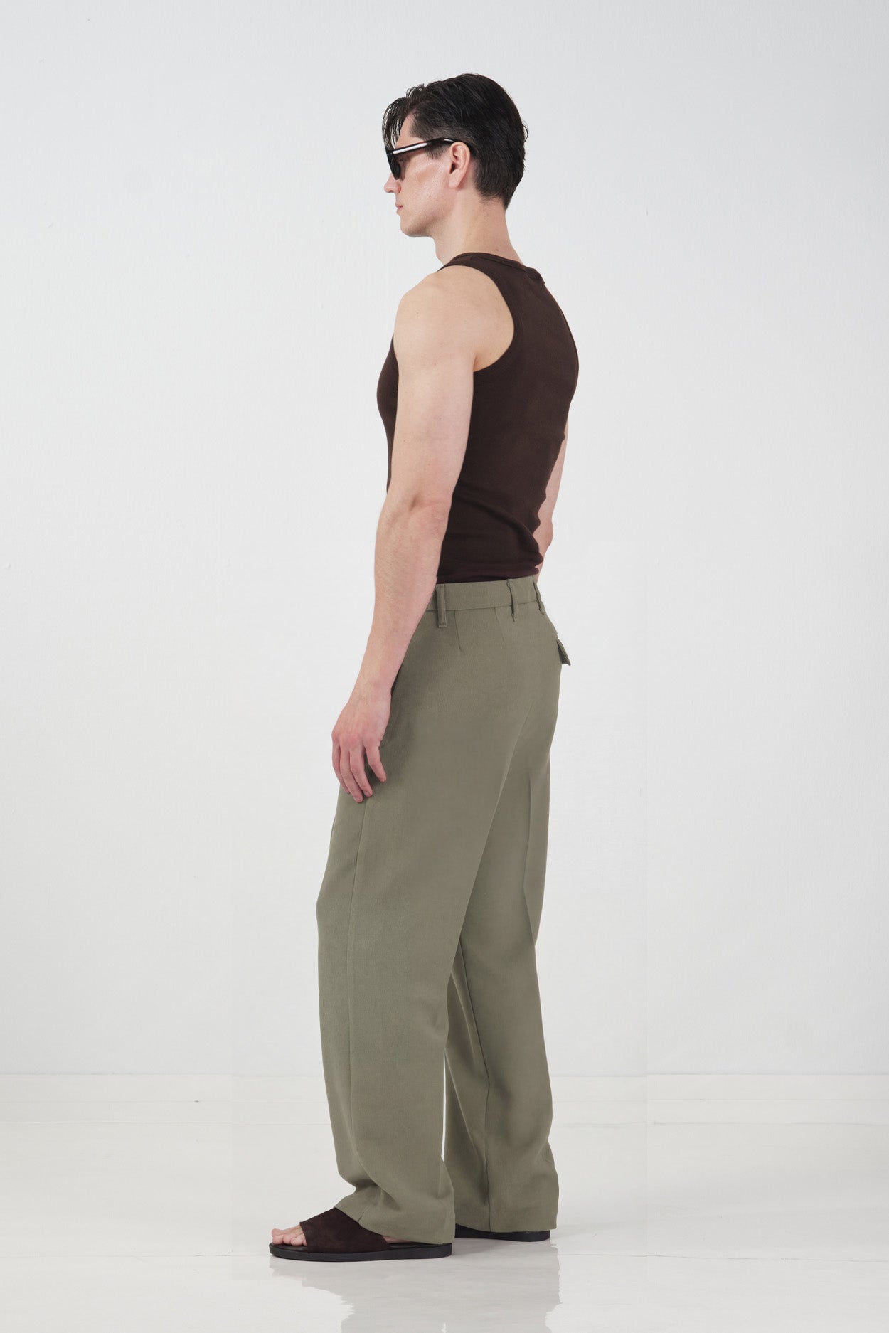 DOKULU REGULAR FIT KLASİK HAKİ PANTOLON