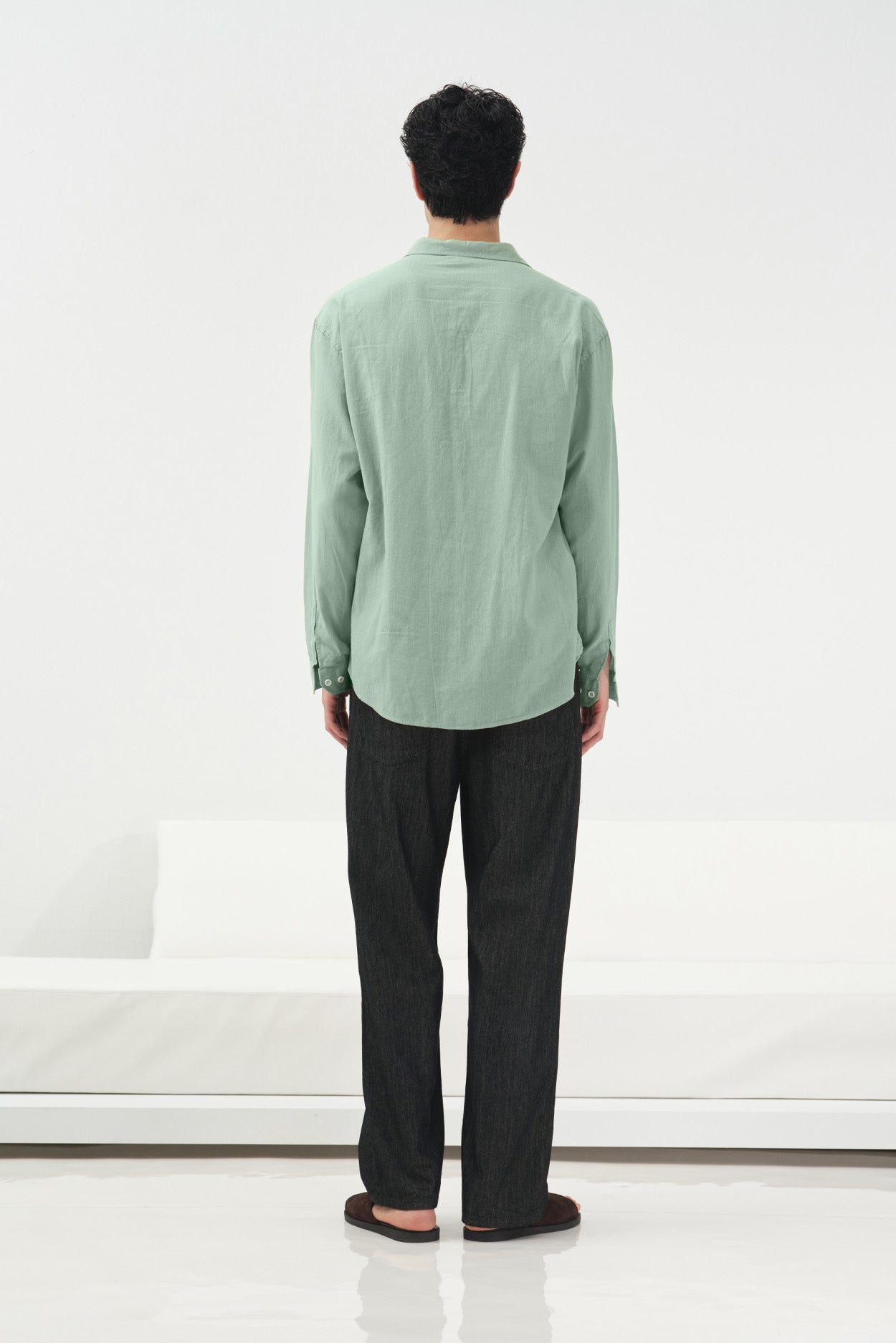OVERSIZE DÖKÜMLÜ MİNT FRESH KETEN GÖMLEK