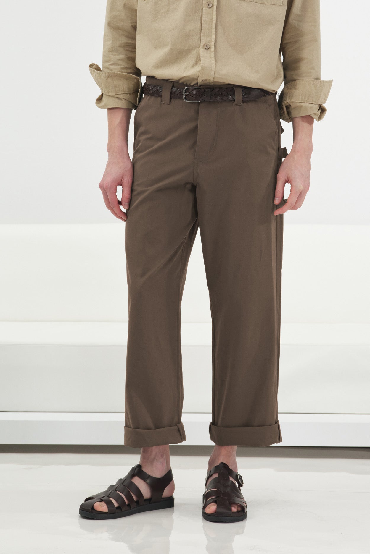 CLASSIC BROWN UTILITY PANTS WITH POCKETS