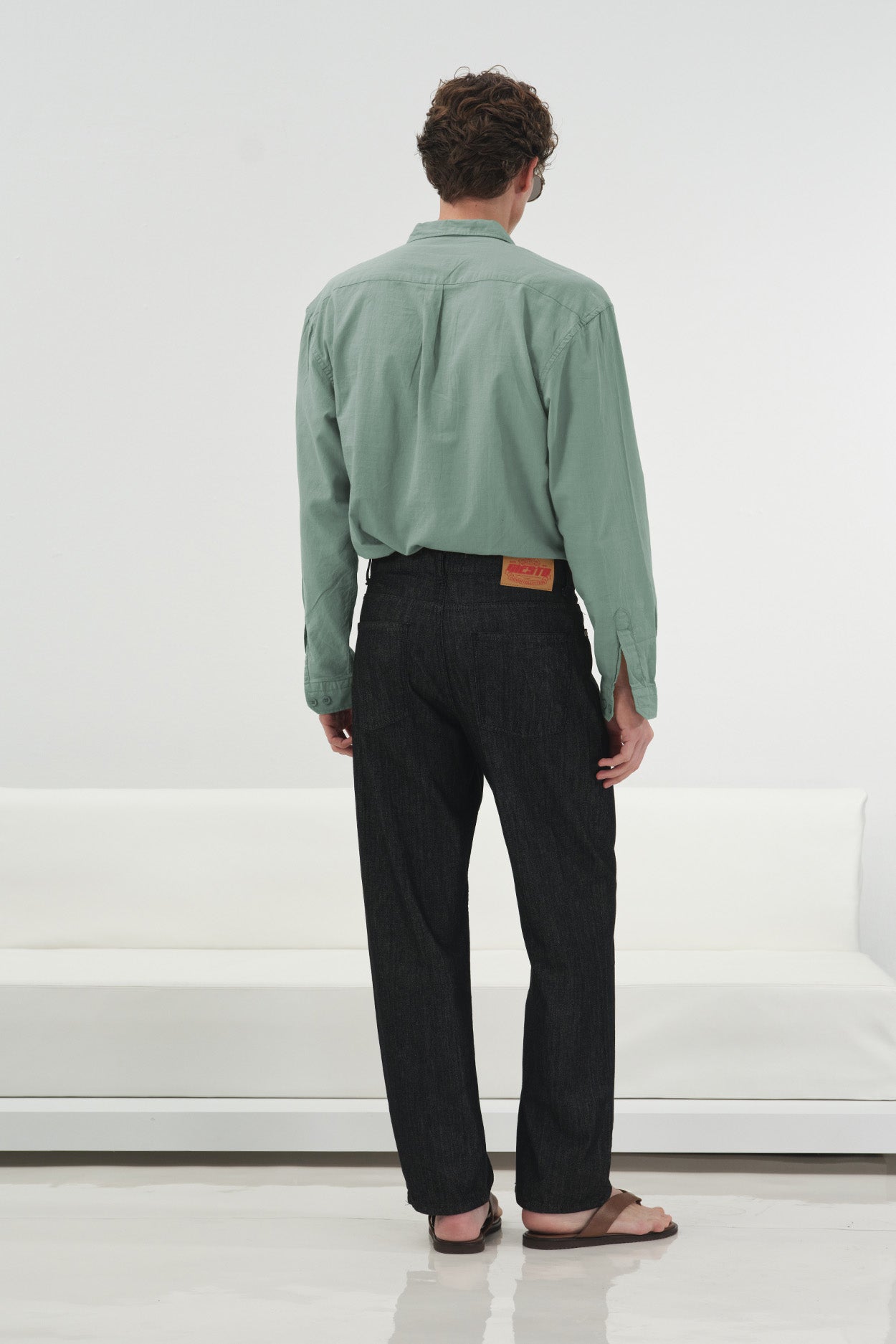 Draped Regular Fit Mint Voile Shirt