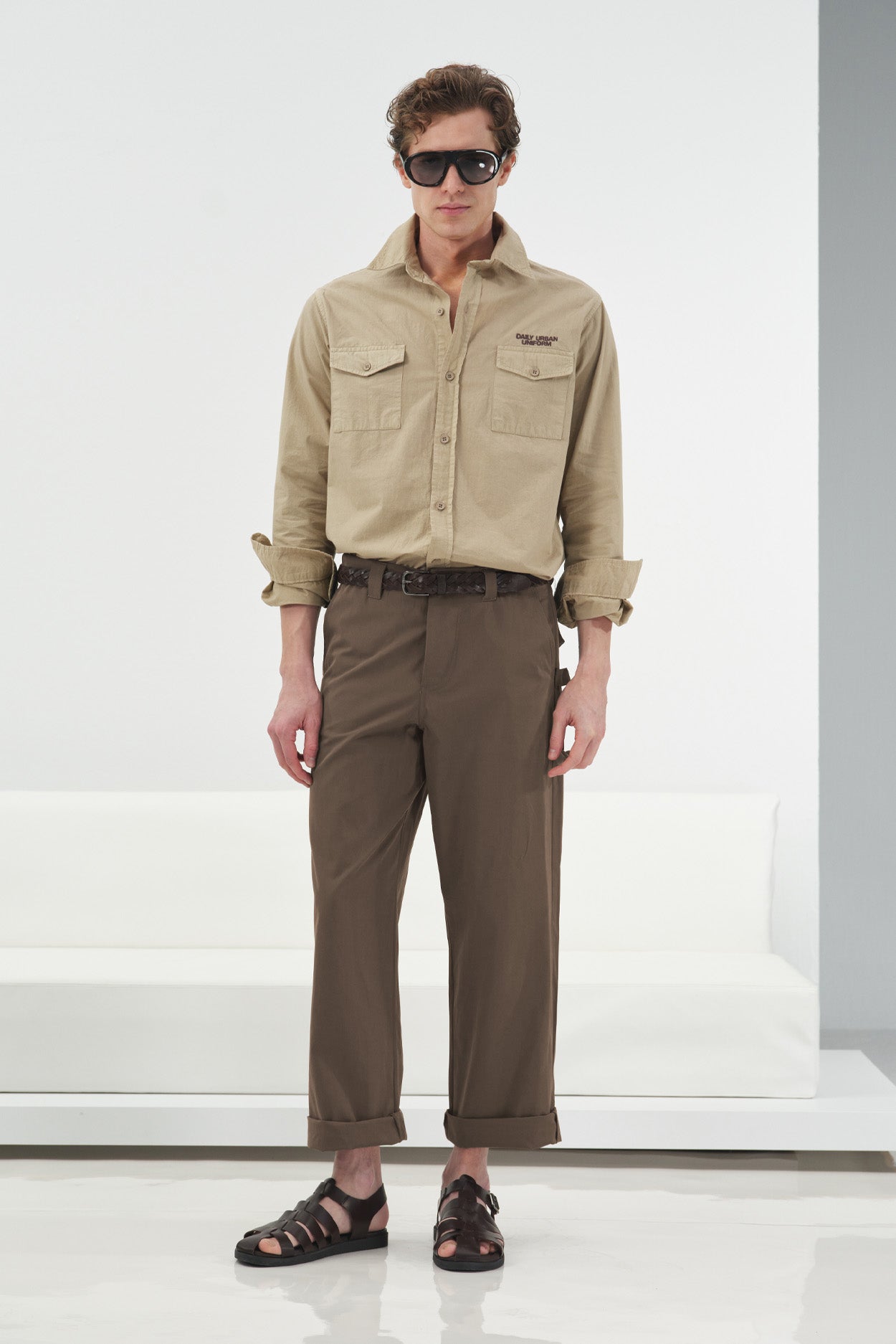 CLASSIC BROWN UTILITY PANTS WITH POCKETS