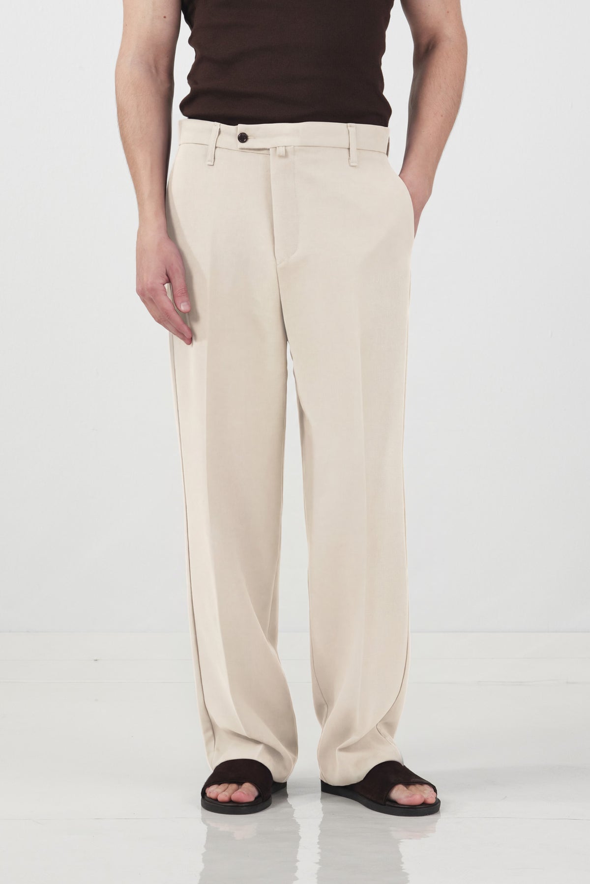 DOKULU REGULAR FIT KLASİK BEJ PANTOLON · 2