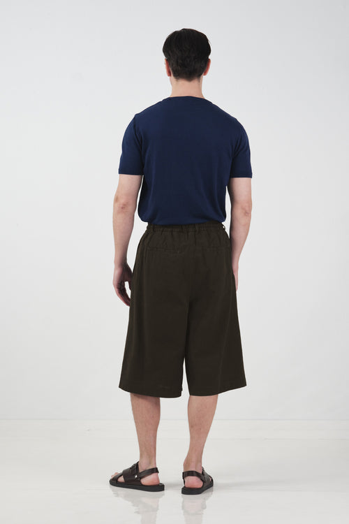 LACED BROWN LINEN SHORTS
