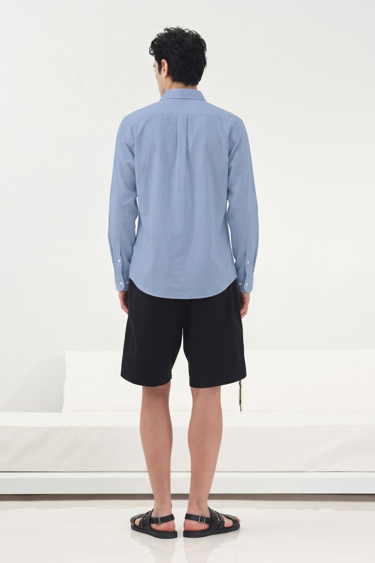 OVERSIZE DÖKÜMLÜ AÇIK MAVİ FRESH KETEN GÖMLEK