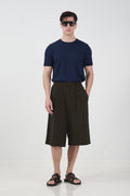 LACED BROWN LINEN SHORTS