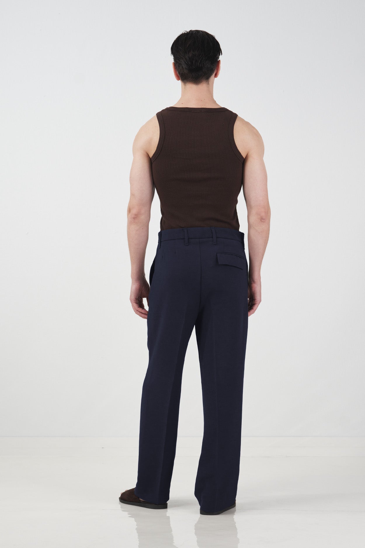 TEXTURED REGULAR FIT CLASSIC NAVY TROUSERS