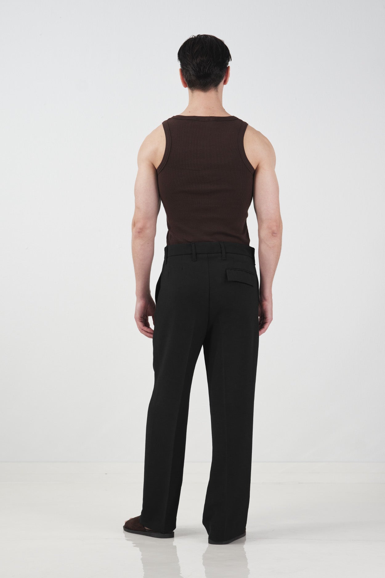 DOKULU REGULAR FIT KLASİK SİYAH PANTOLON