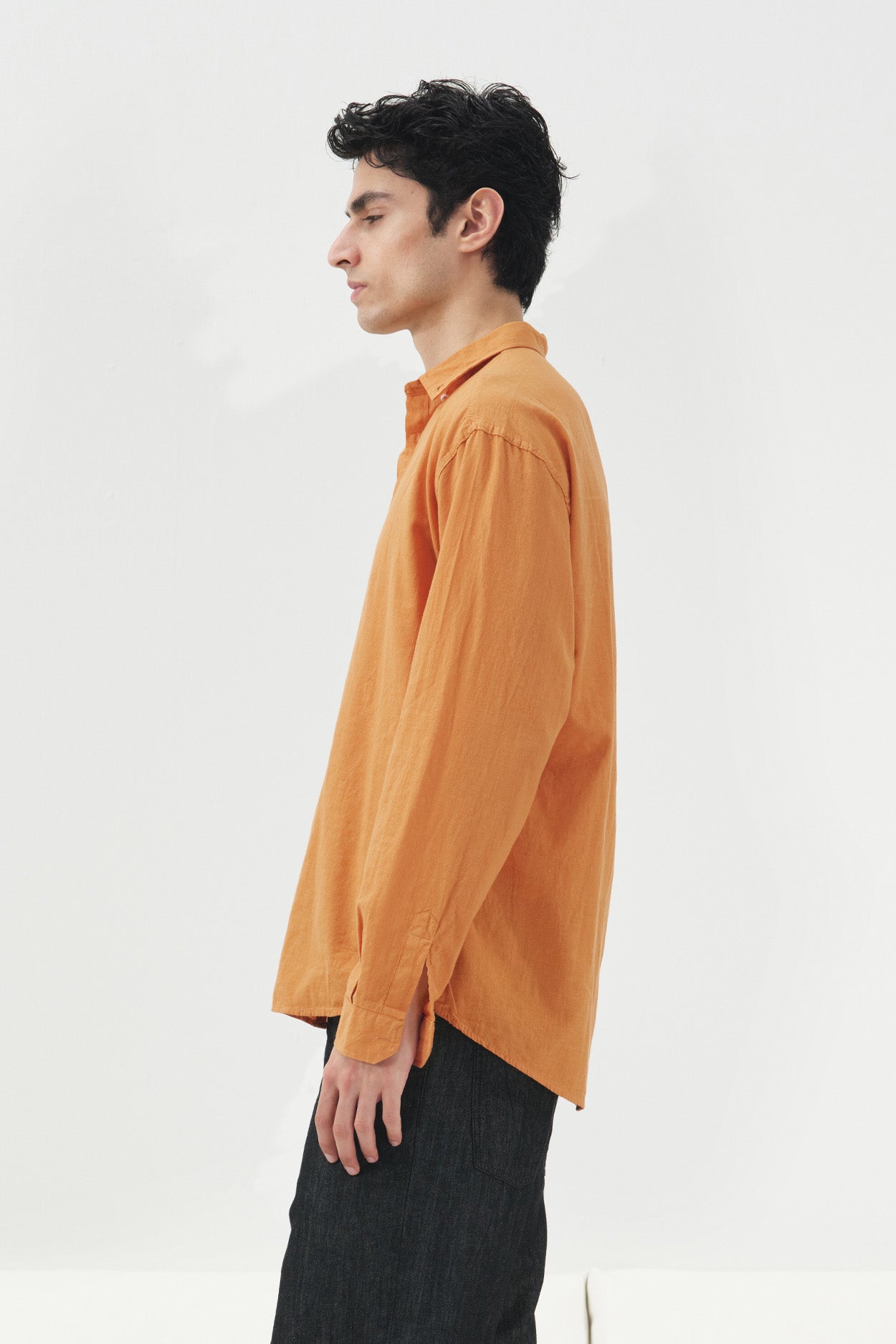 OVERSIZE DRAPED ORANGE FRESH LINEN SHIRT