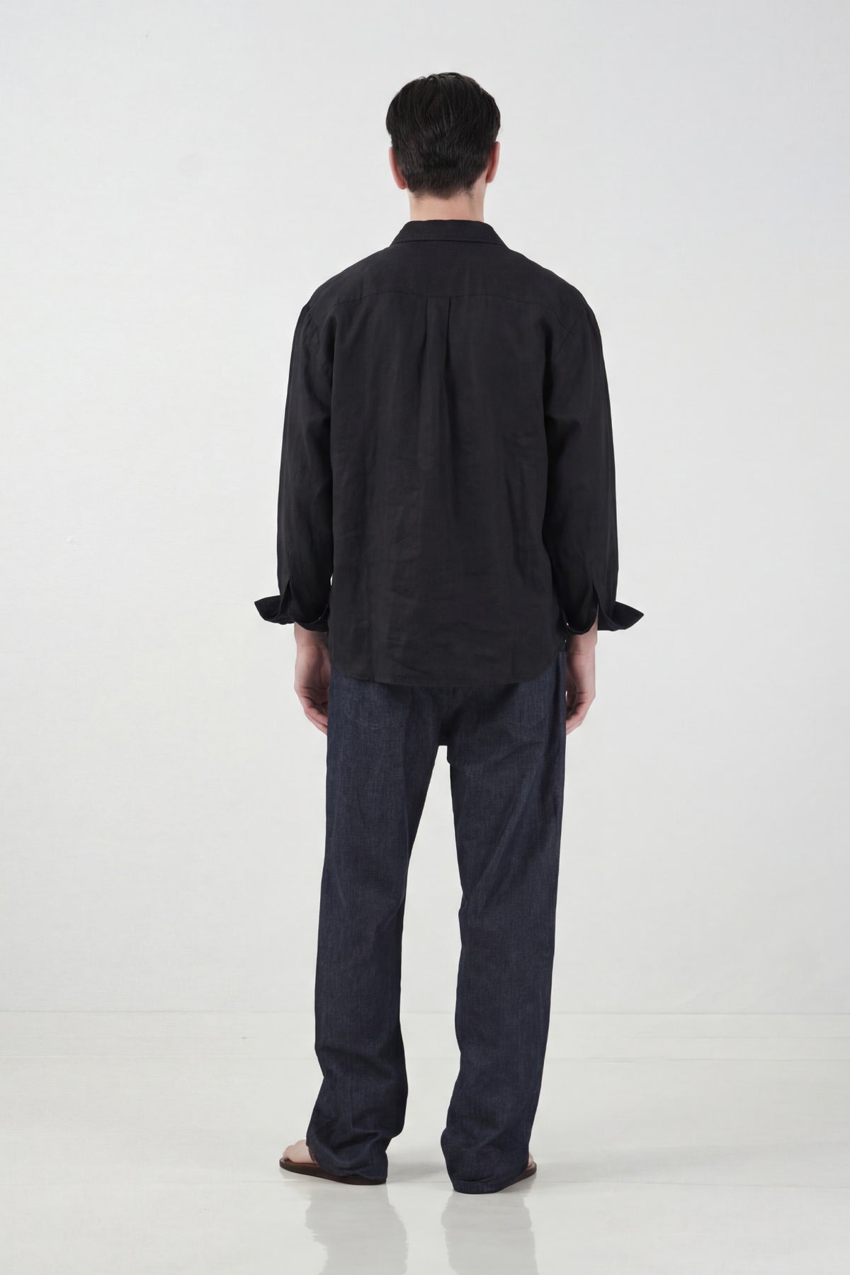 OVERSIZE DÖKÜMLÜ SİYAH MODAL GÖMLEK · 3