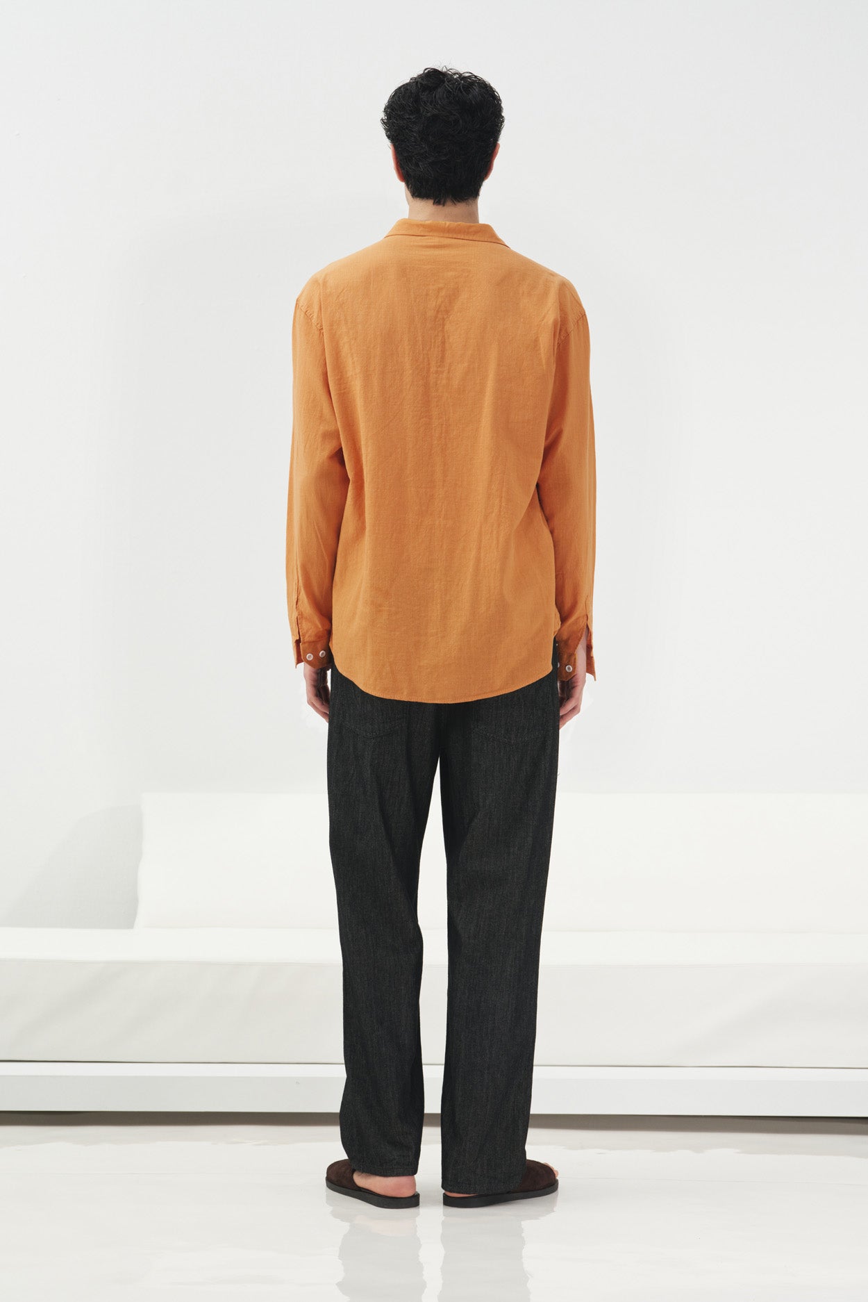 OVERSIZE DRAPED ORANGE FRESH LINEN SHIRT