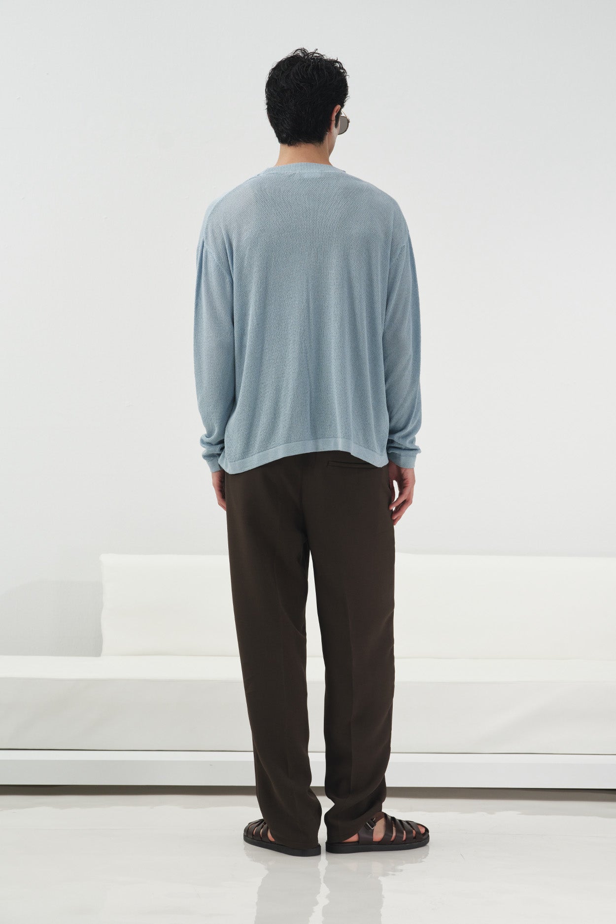 HAFİF İNCE ÖRGÜLÜ MAVİ TRİKO HIRKA