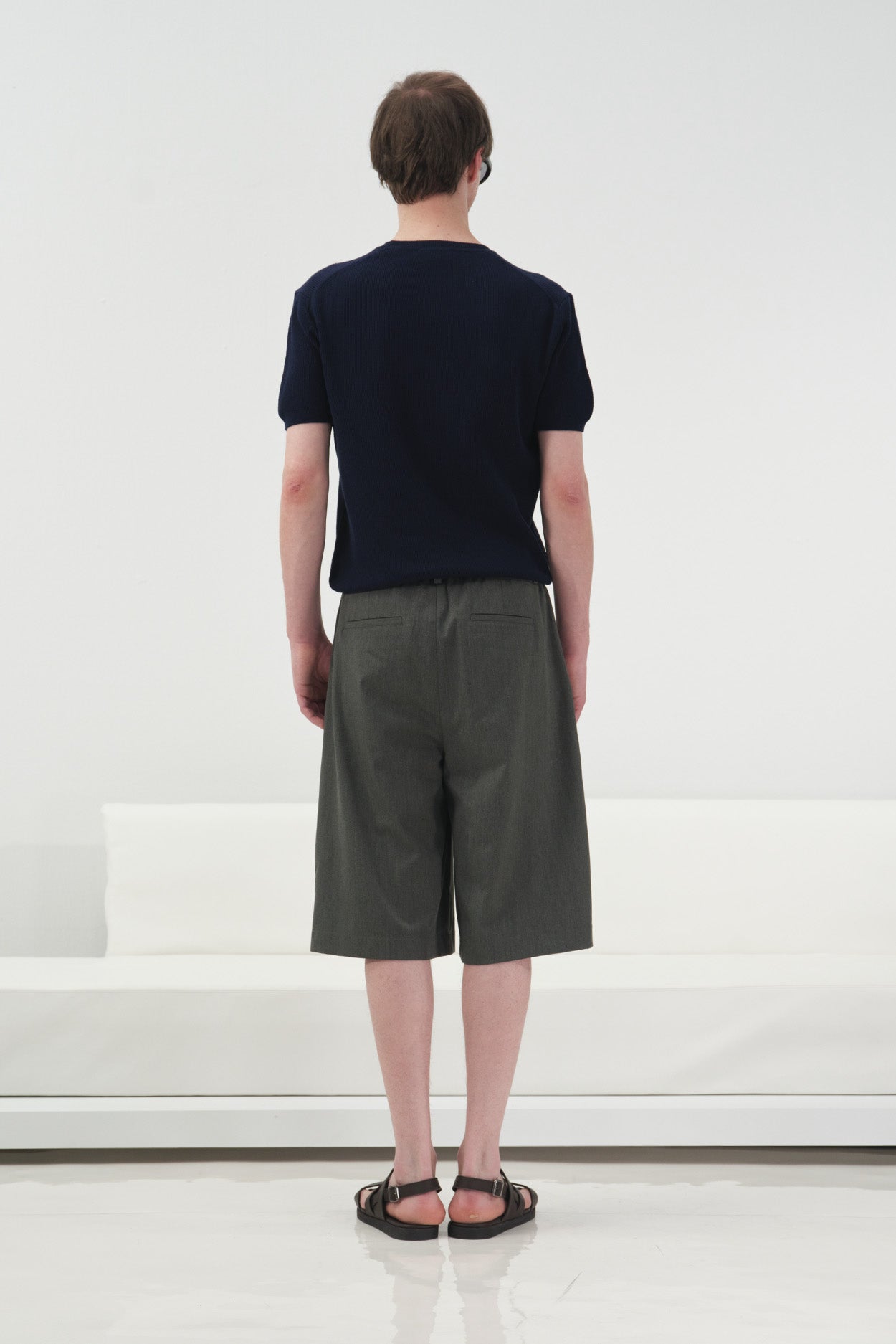 FİTİLLİ DOKULU LACİVERT TRİKO T-SHIRT