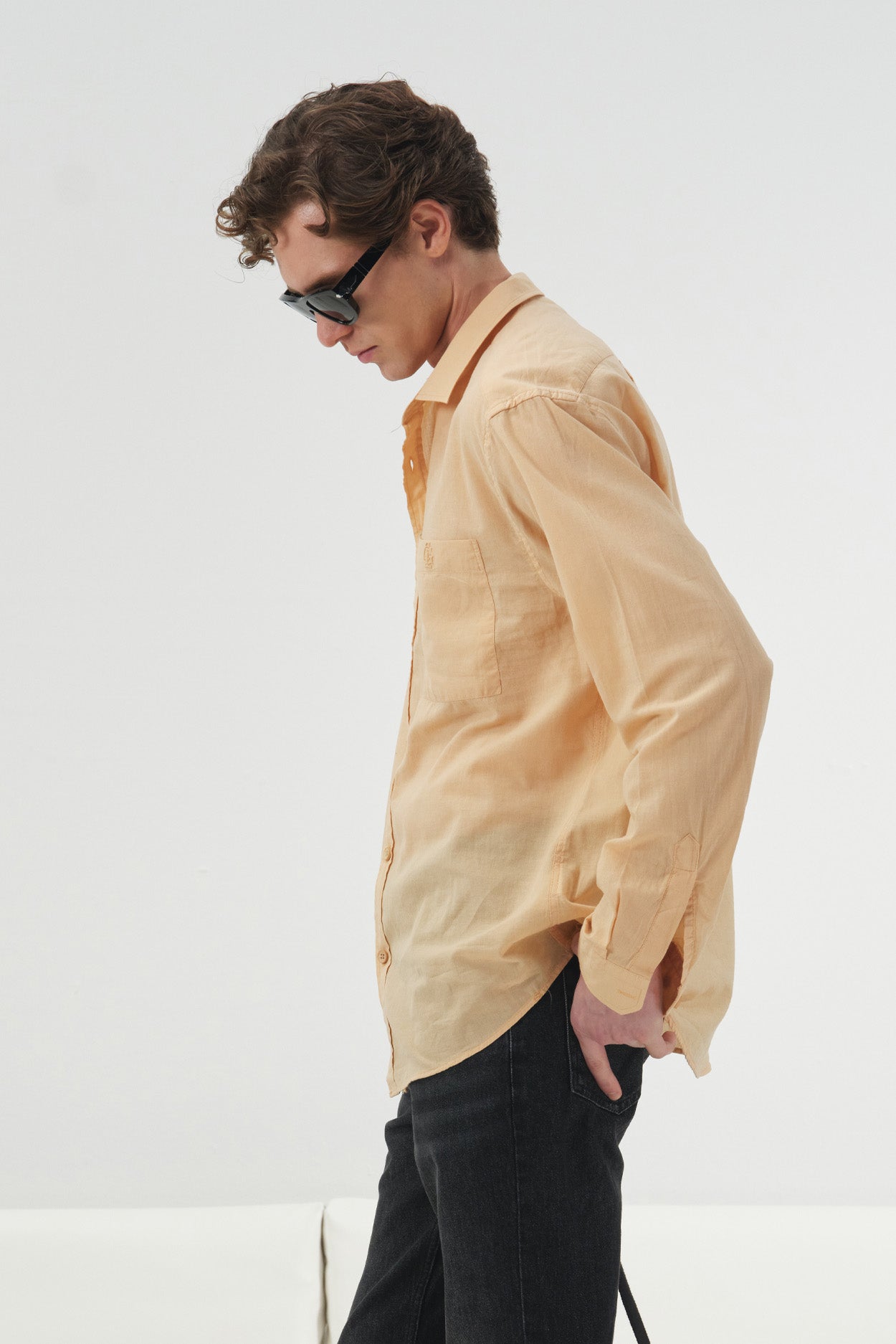 DRAPY REGULAR FIT YELLOW VOILE SHIRT