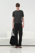ANTHRACITE RIBBED KNITTED T-SHIRT