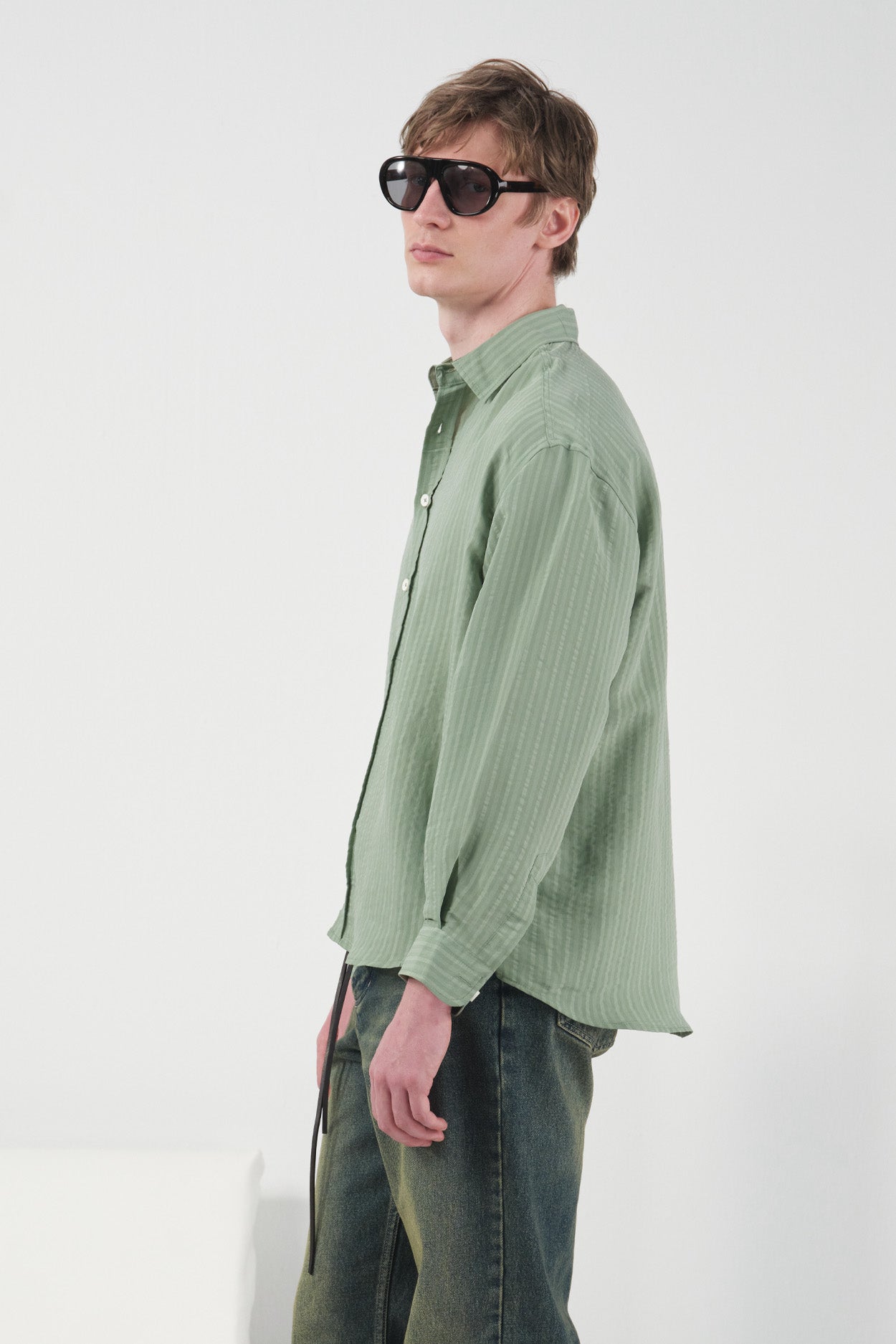 THICK STRIPED MINT MODAL SHIRT