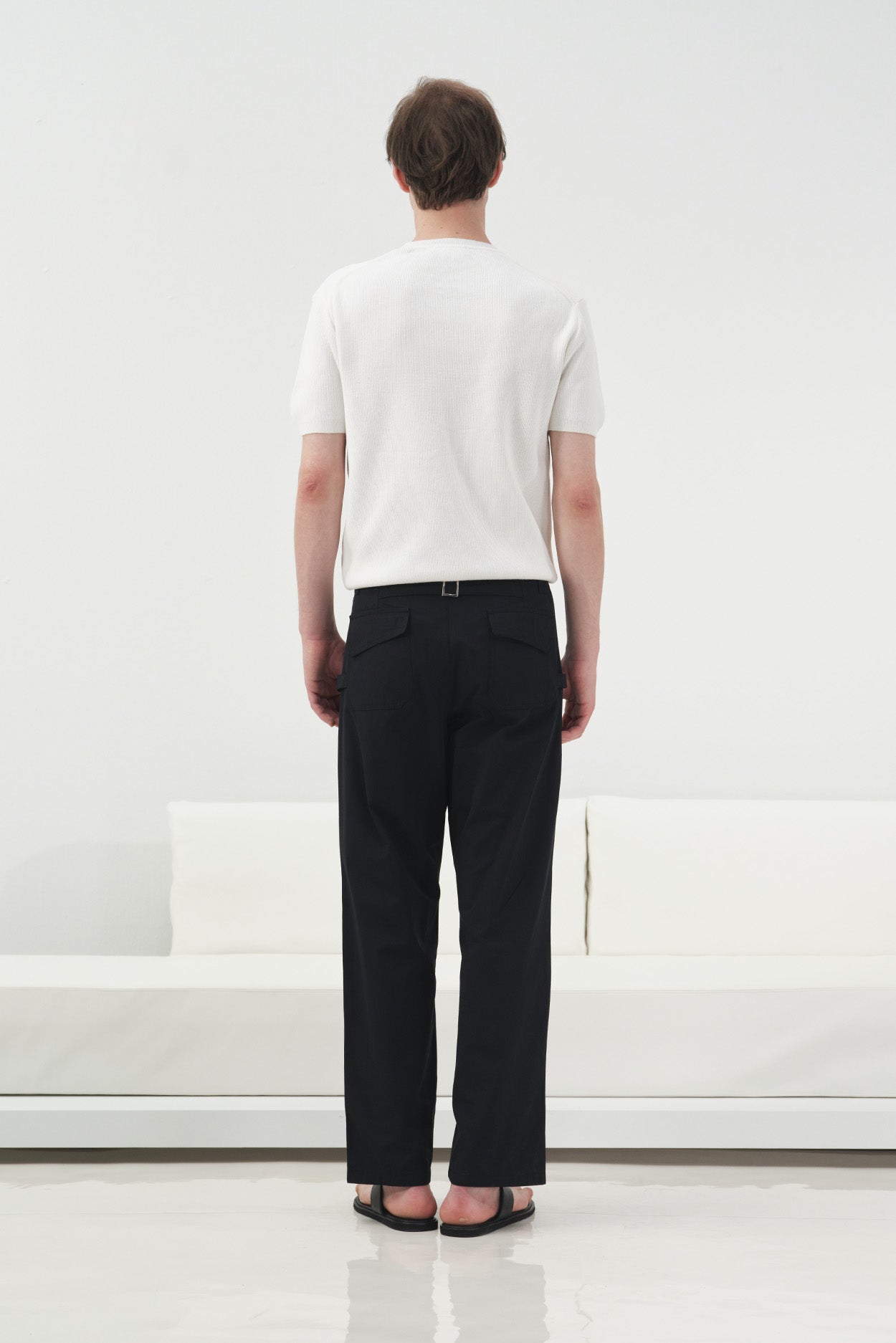 FİTİLLİ DOKULU BEYAZ TRİKO T-SHIRT