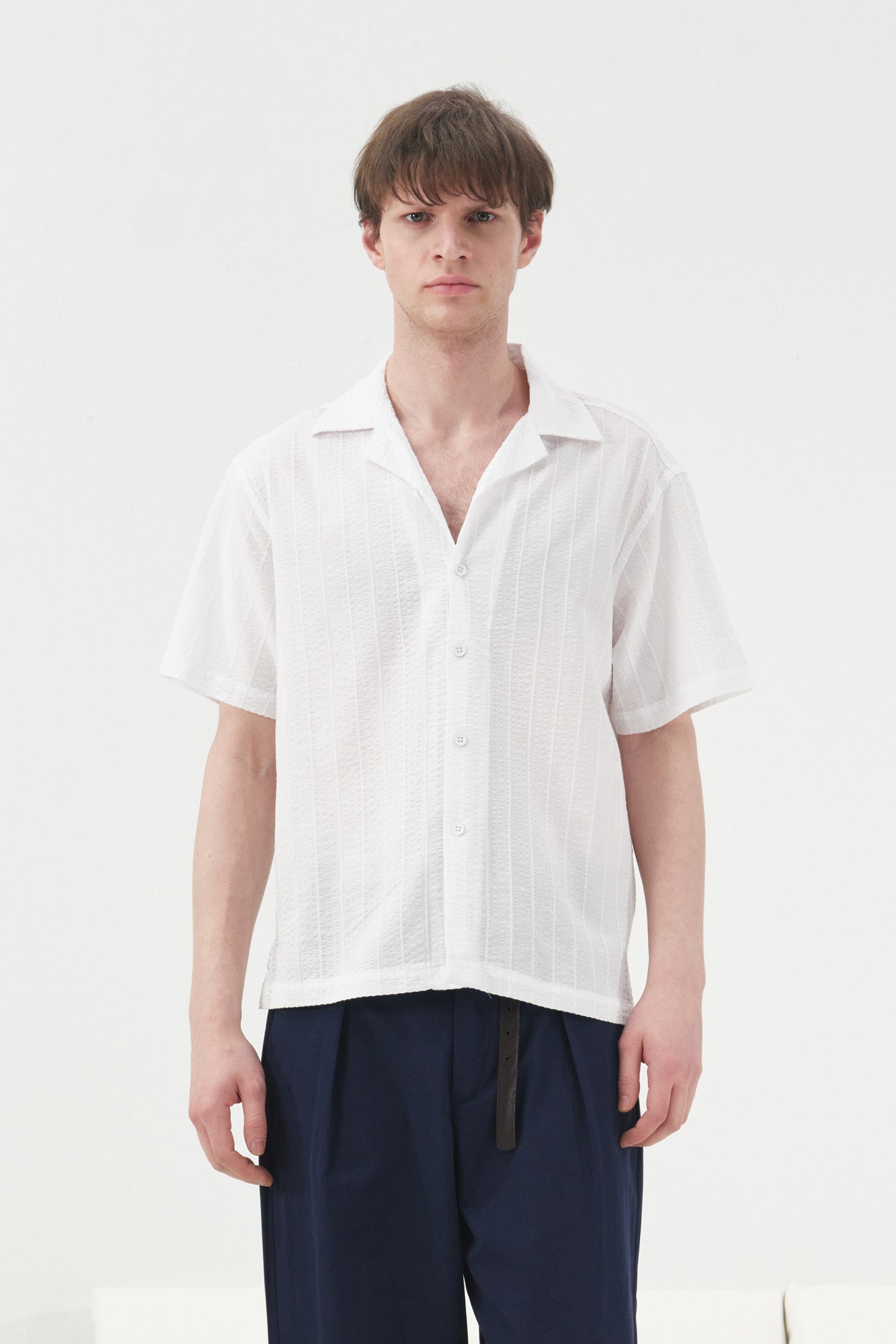 TEXTURIZED GAUZE WHITE SHIRT