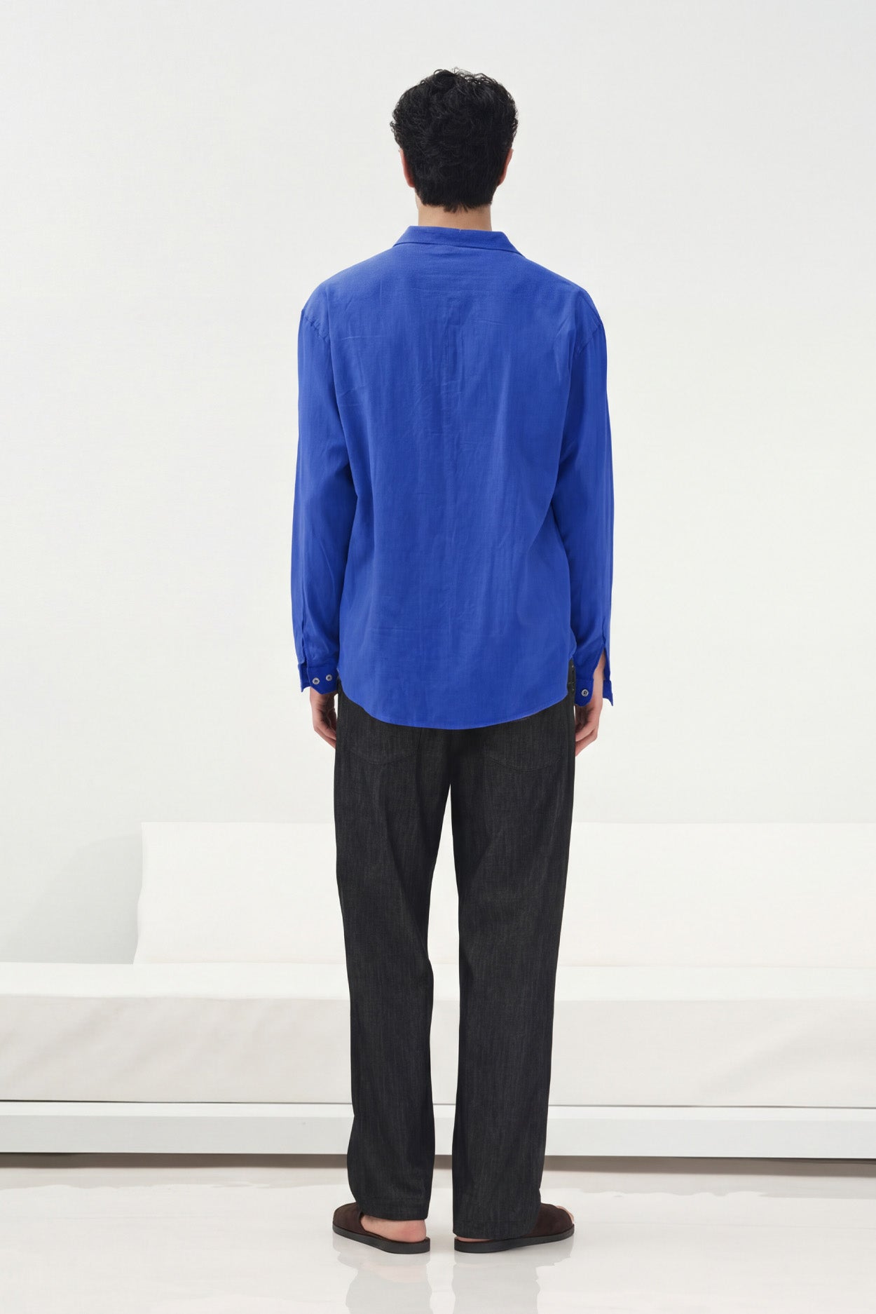 OVERSIZE DÖKÜMLÜ MAVİ FRESH KETEN GÖMLEK