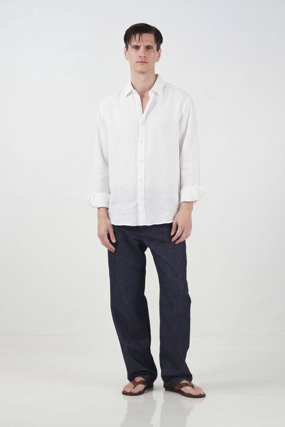OVERSIZE DRAPED WHITE MODAL SHIRT - 3