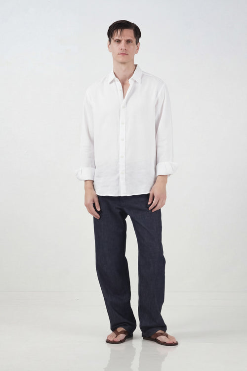 OVERSIZE DRAPED WHITE MODAL SHIRT - 3