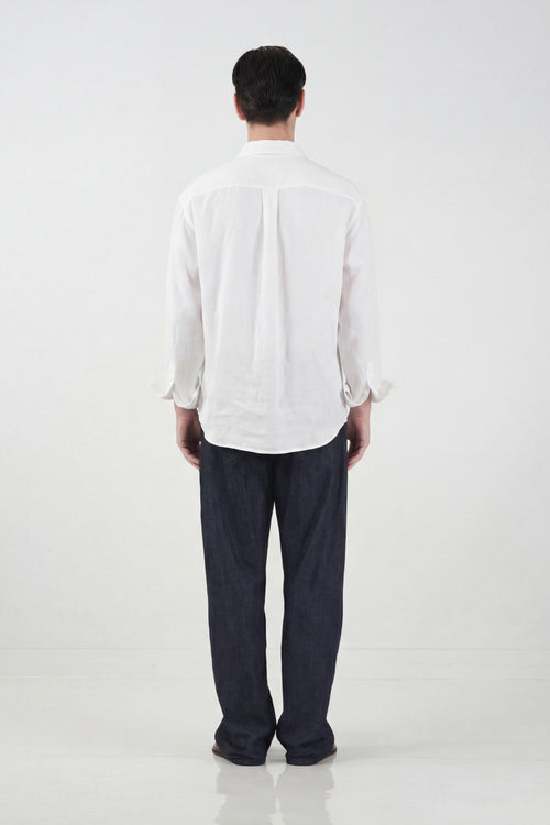 OVERSIZE DRAPED WHITE MODAL SHIRT - 4