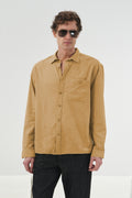 DRAPED REGULAR FIT TAN VOILE SHIRT