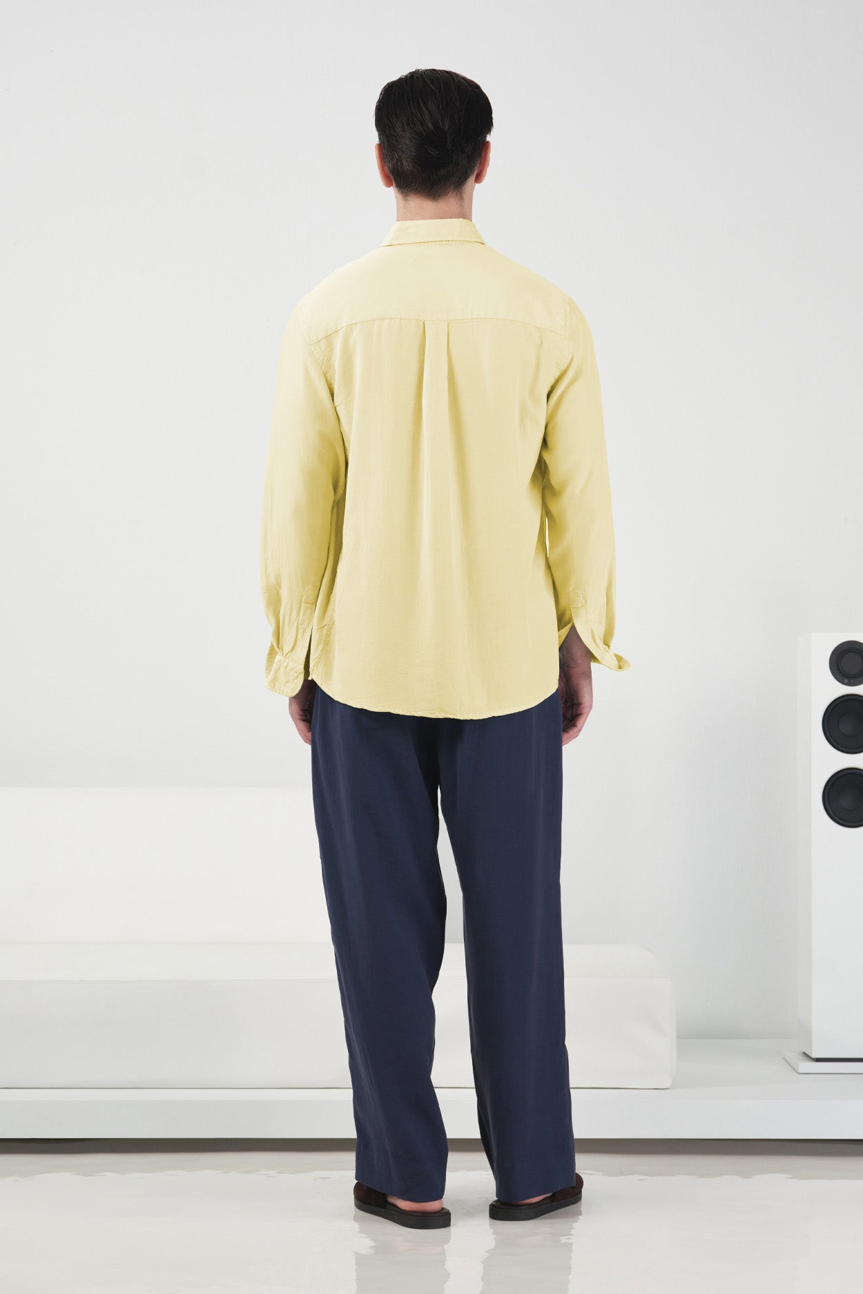 DÖKÜMLÜ REGULAR FIT SARI TENSEL GÖMLEK