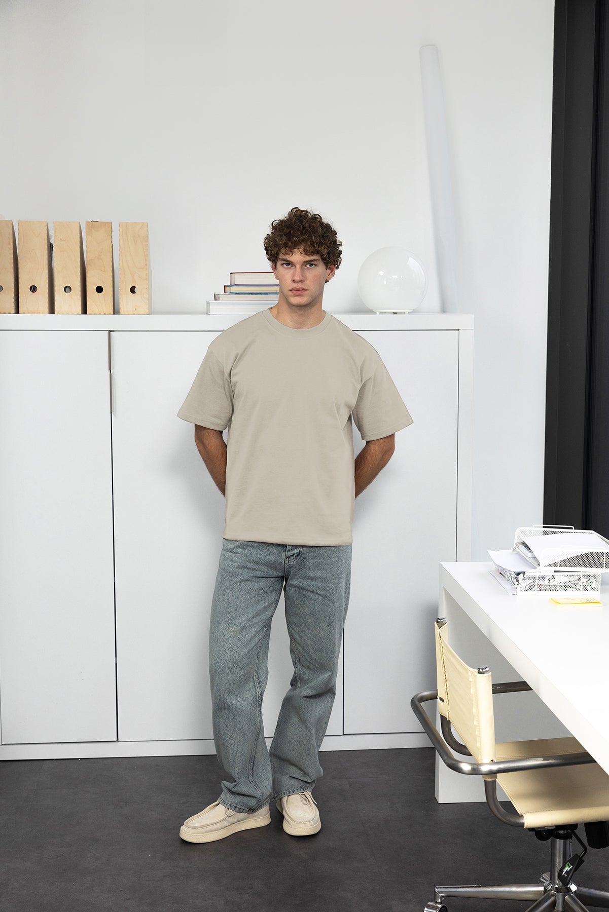 BASIC KISA KOL T-SHIRT - BEJ - T-SHIRT