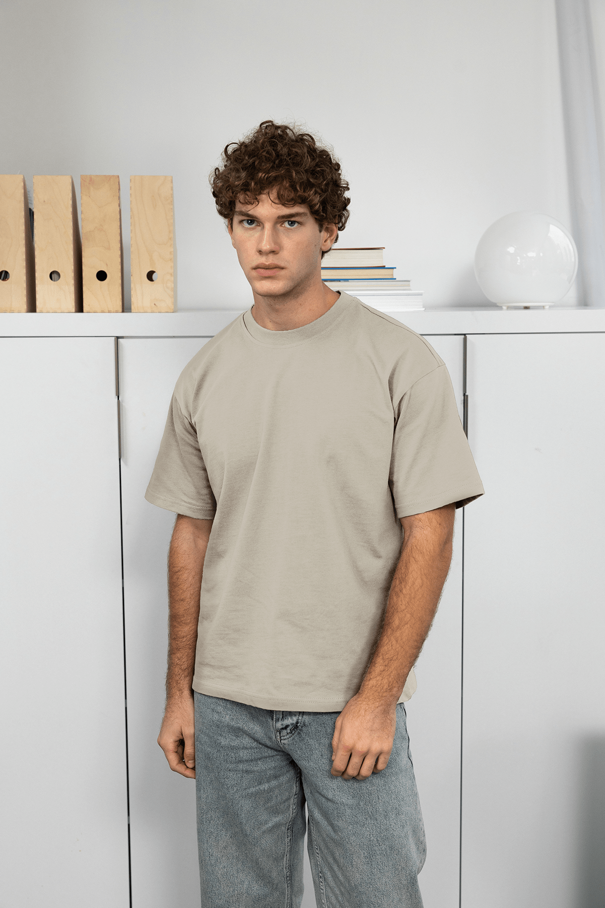 BASIC KISA KOL T-SHIRT - BEJ - T-SHIRT