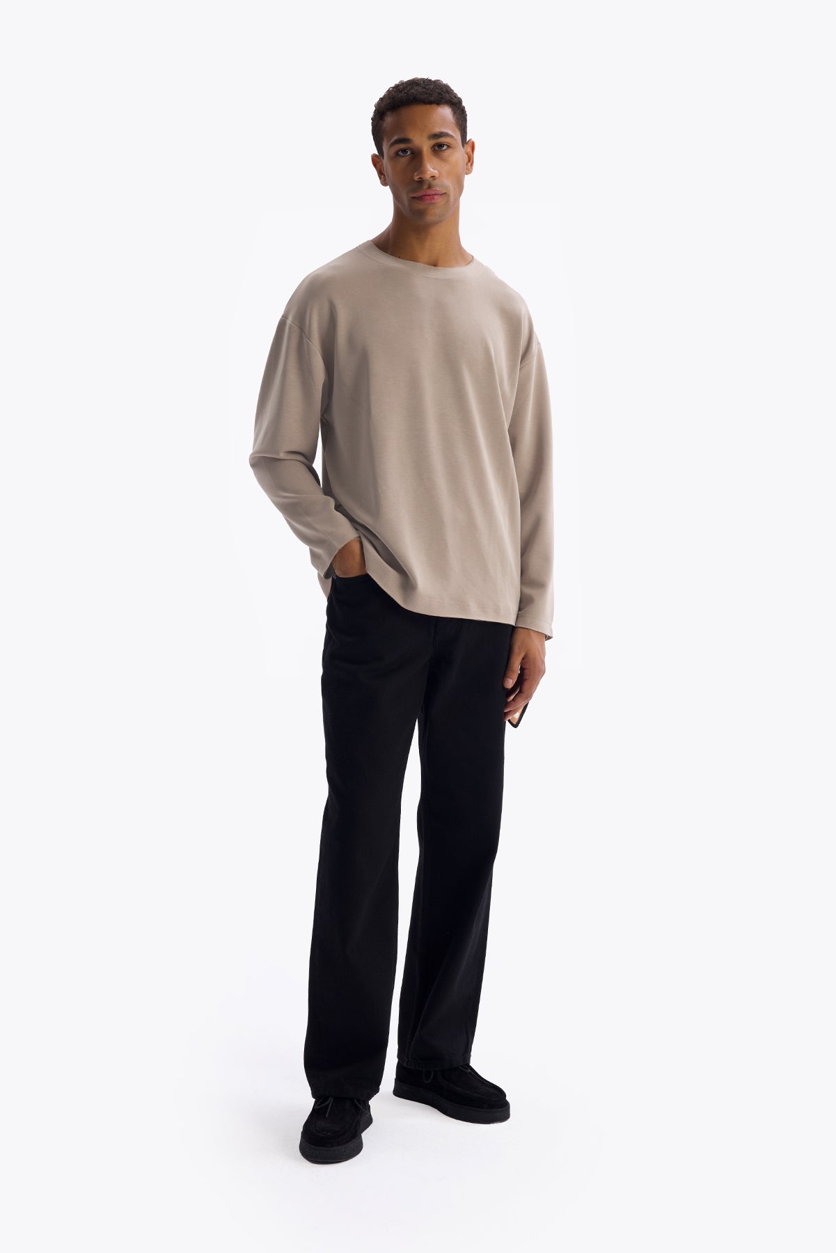 DRAPED T-SHIRT - BEIGE
