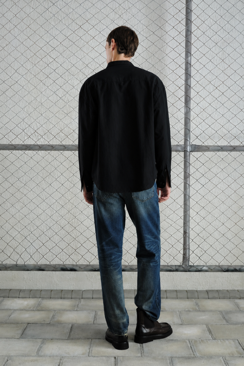 BLACK SHIRT WITH OXFORD EMBROIDERY - 3