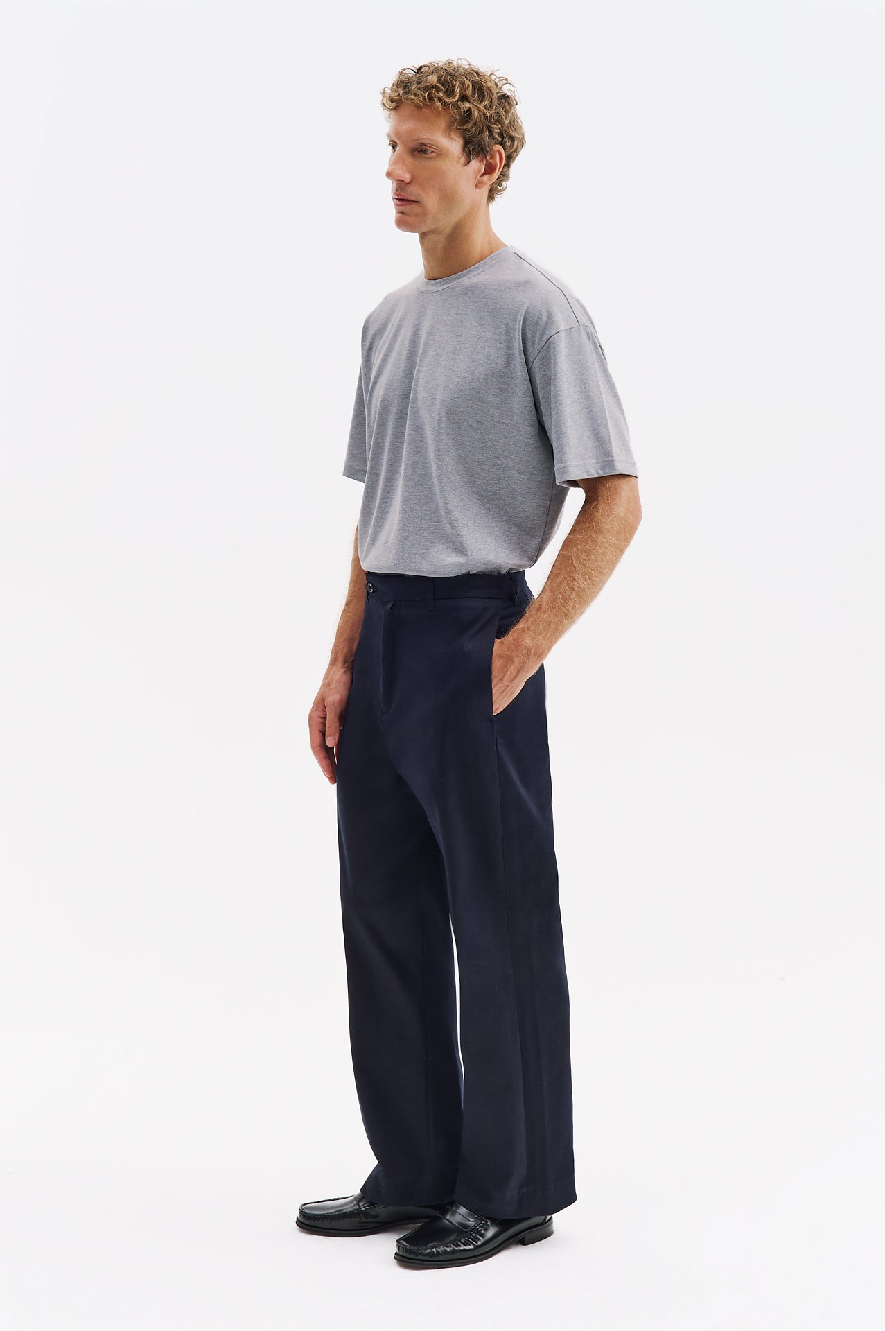 GABARDINE CHINO NAVY BLUE TROUSERS