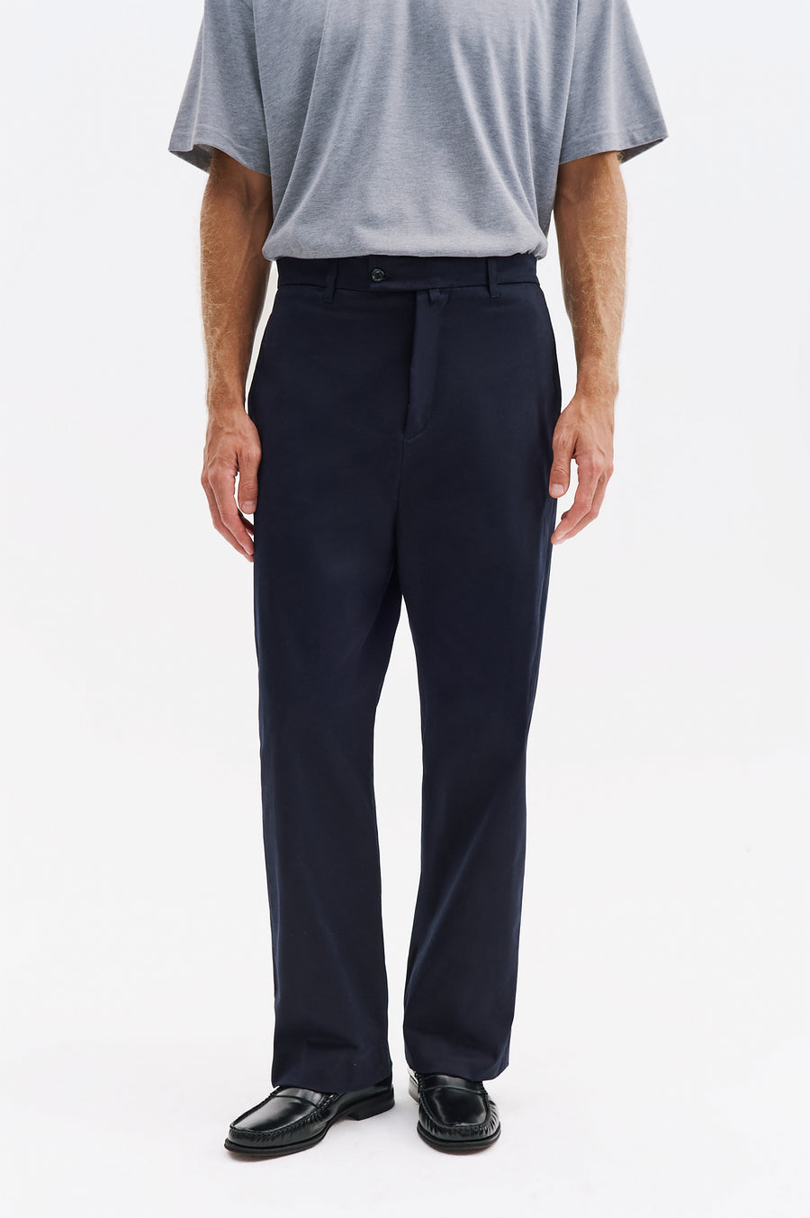 GABARDINE CHINO NAVY BLUE TROUSERS