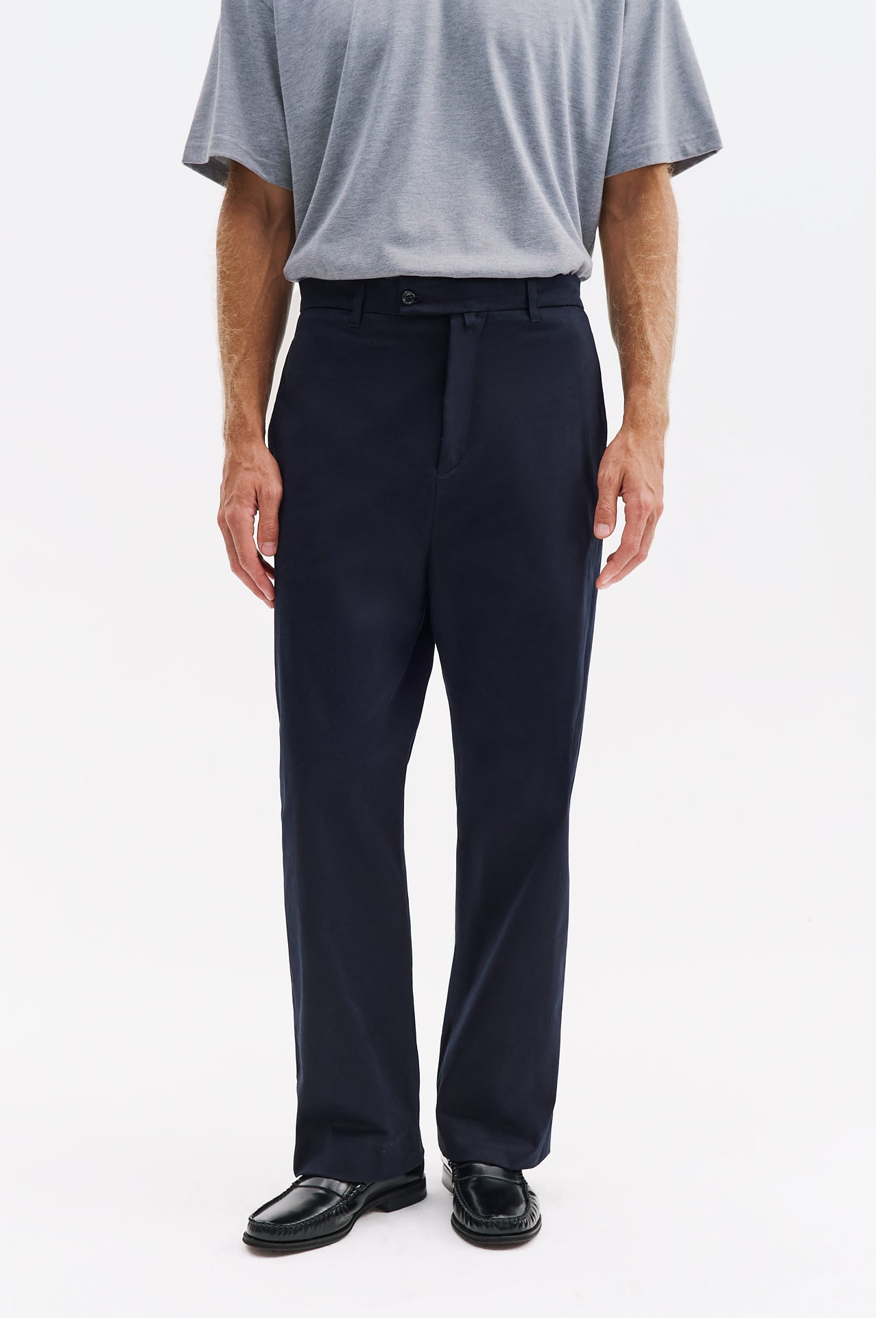 GABARDINE CHINO NAVY BLUE TROUSERS