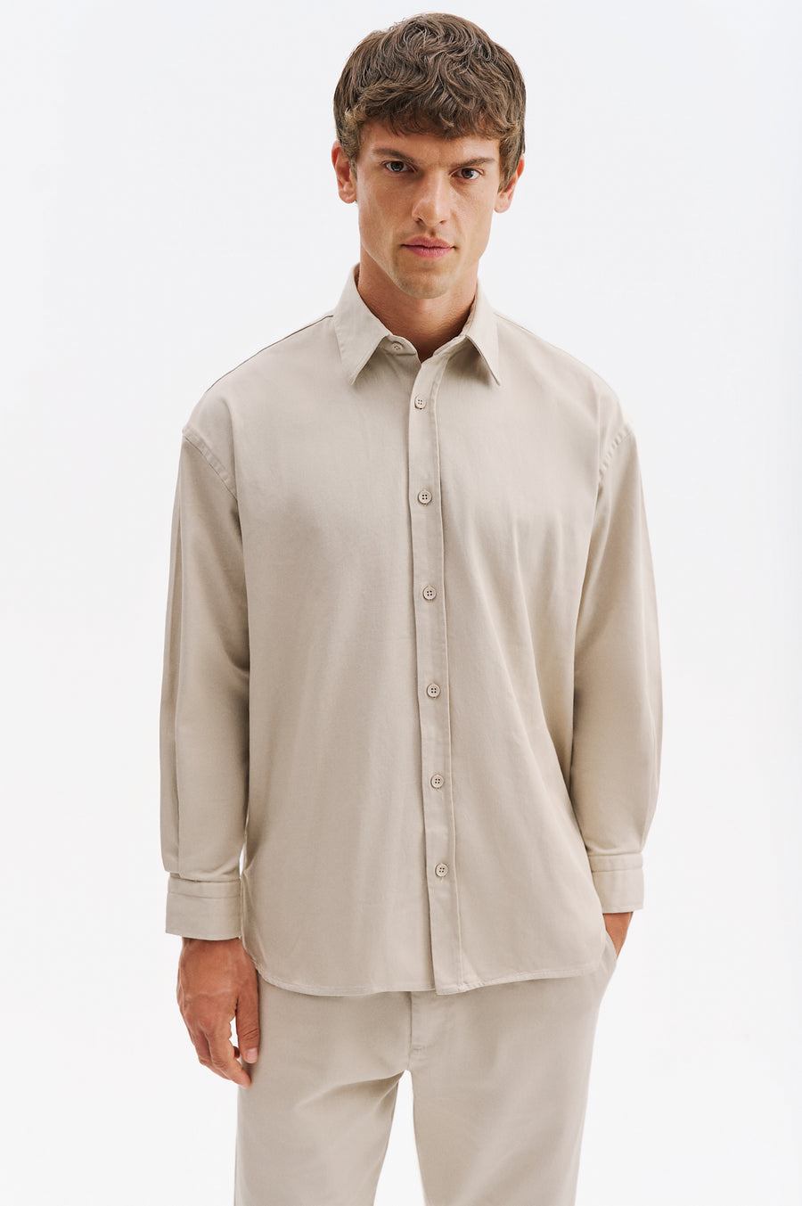 OVERSIZE GABARDINE BEIGE SHIRT