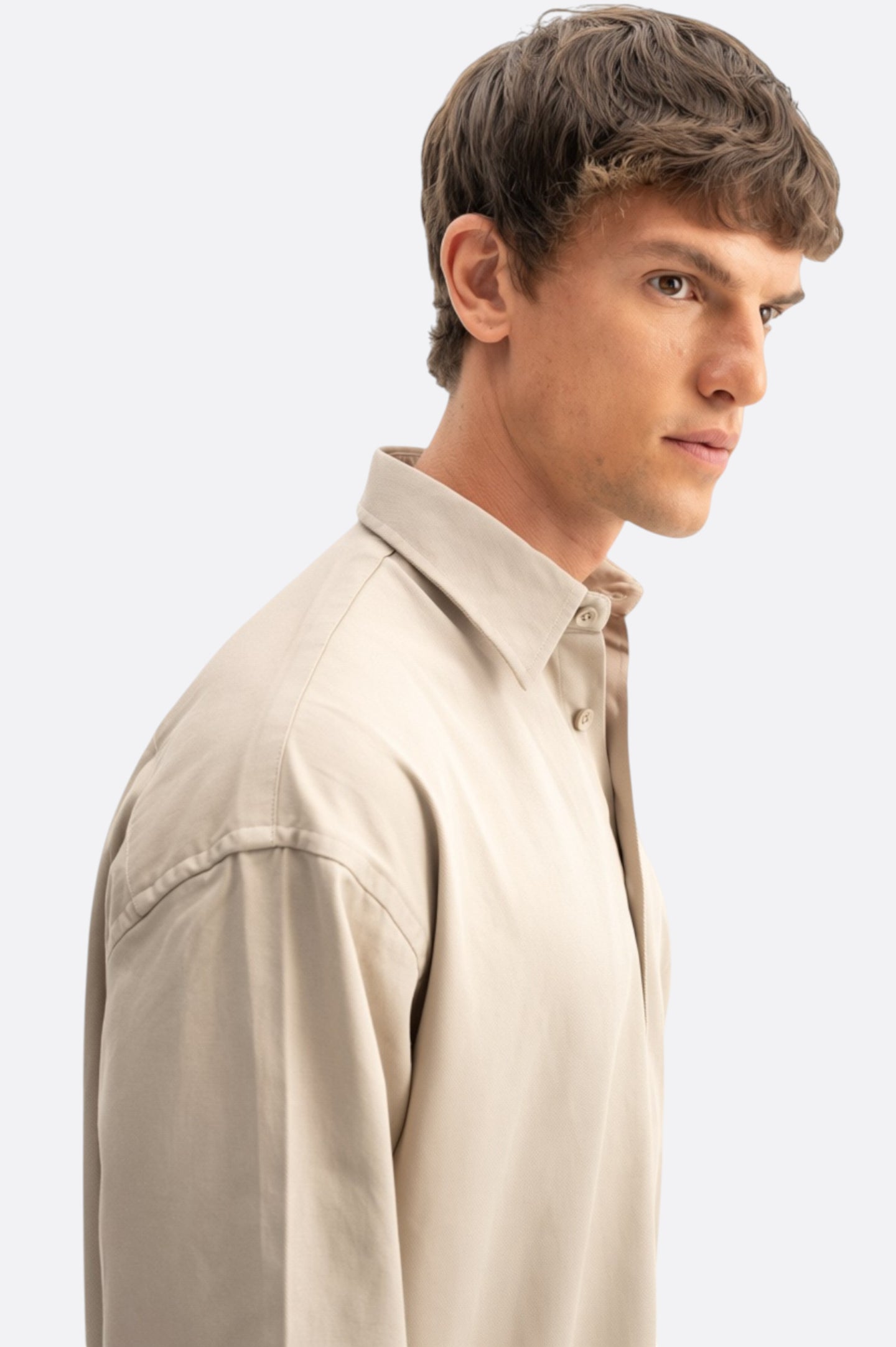 OVERSIZE GABARDINE BEIGE SHIRT