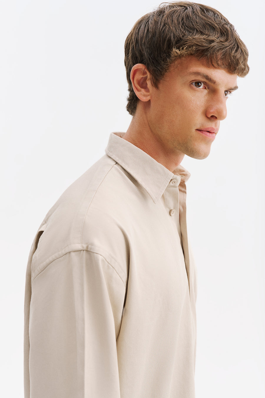 OVERSIZE GABARDINE BEIGE SHIRT