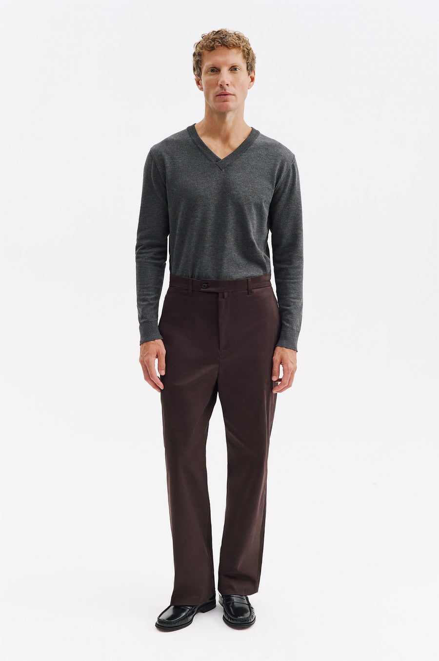 GABARDINE CHINO BROWN TROUSERS