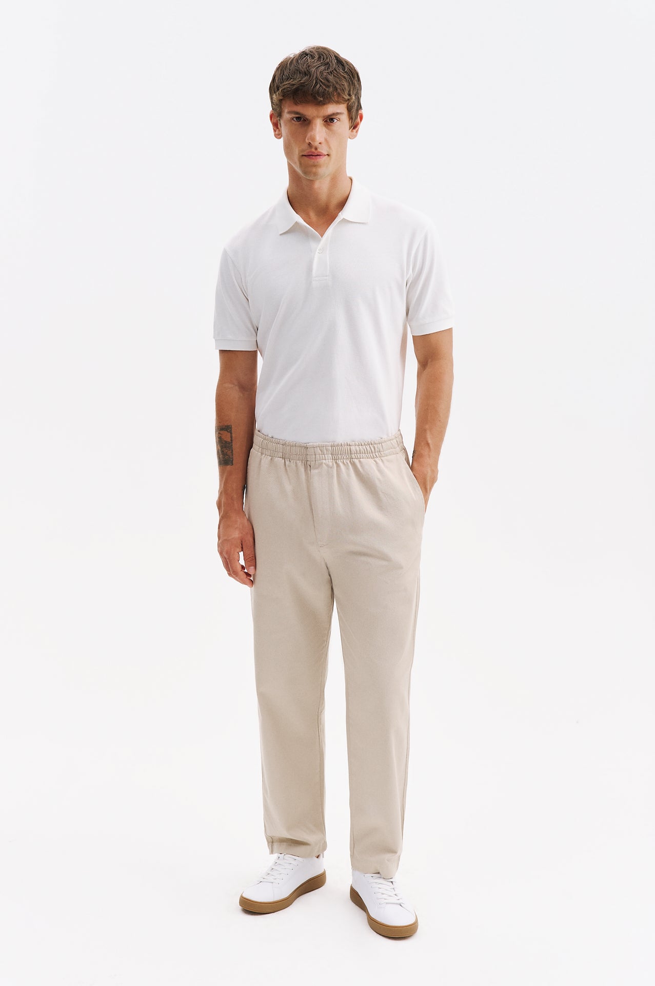 BELİ LASTİKLİ GABARDIN BEJ PANTOLON