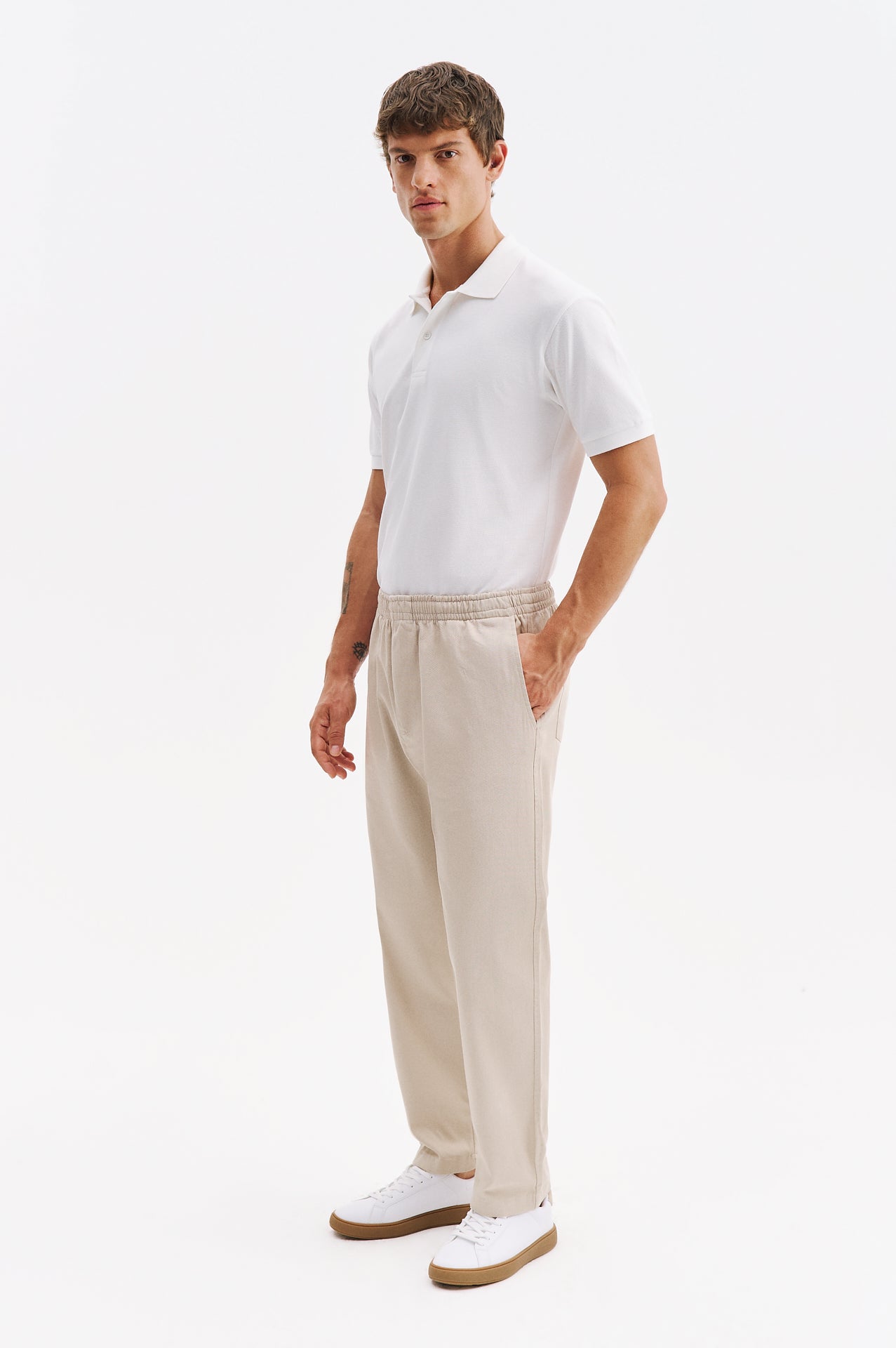 BELİ LASTİKLİ GABARDIN BEJ PANTOLON
