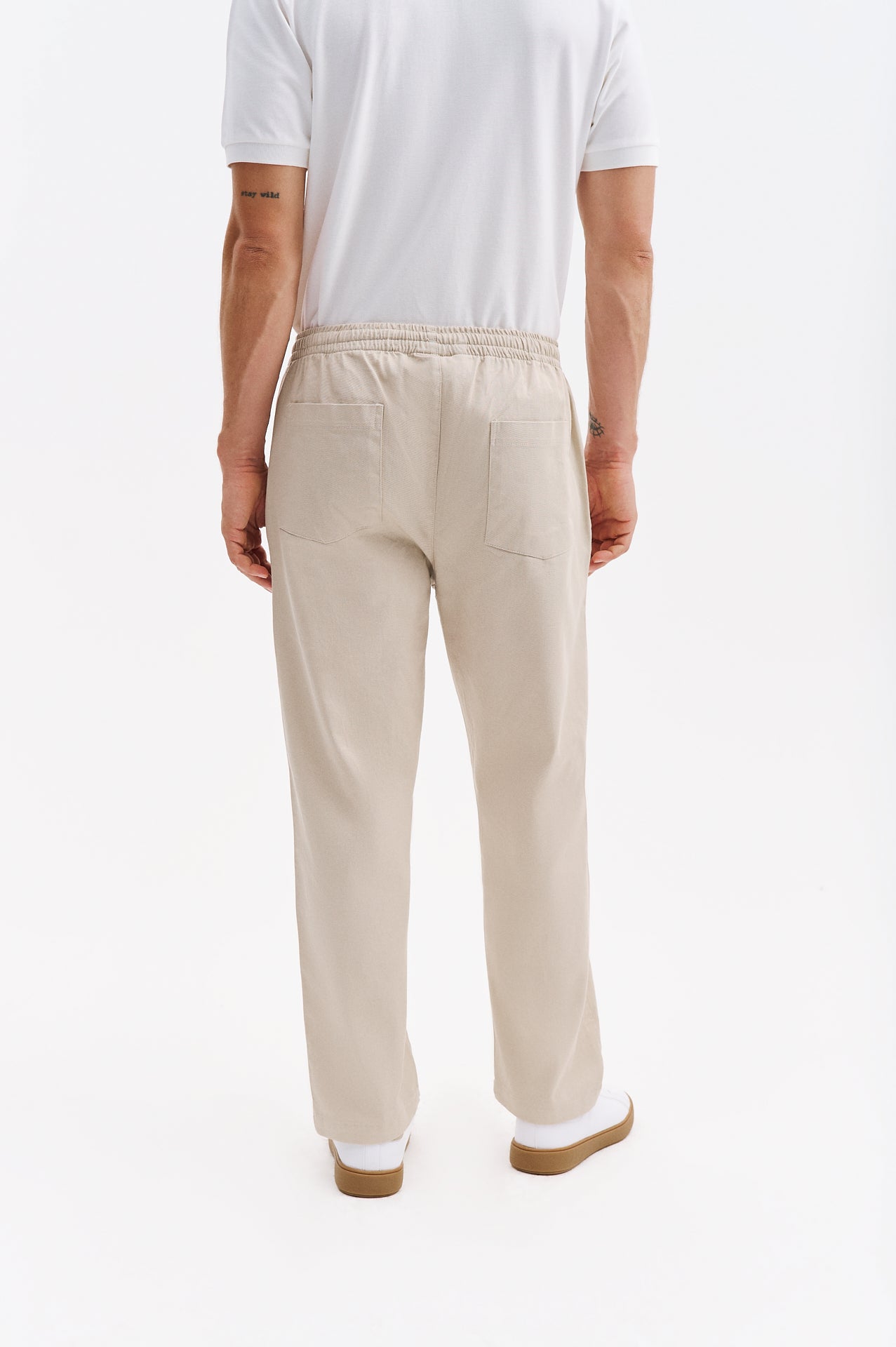 BELİ LASTİKLİ GABARDIN BEJ PANTOLON