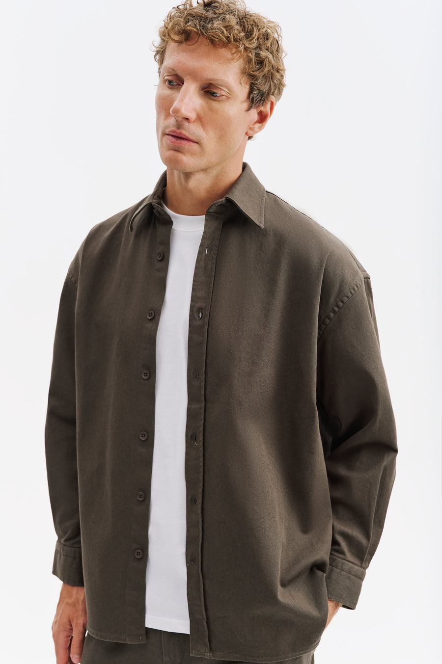 OVERSIZE KHAKI GABARDINE SHIRT