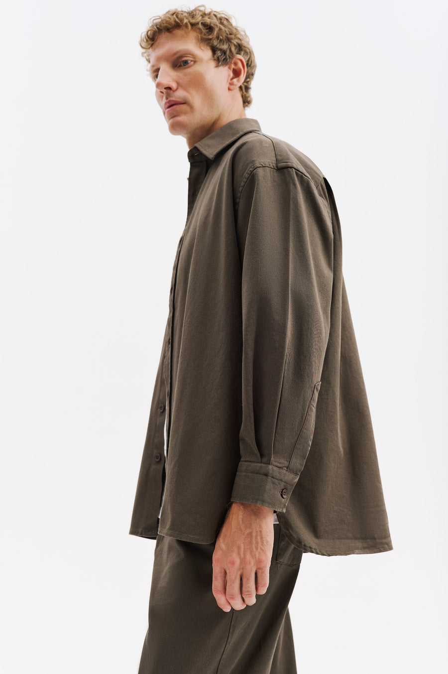 OVERSIZE KHAKI GABARDINE SHIRT