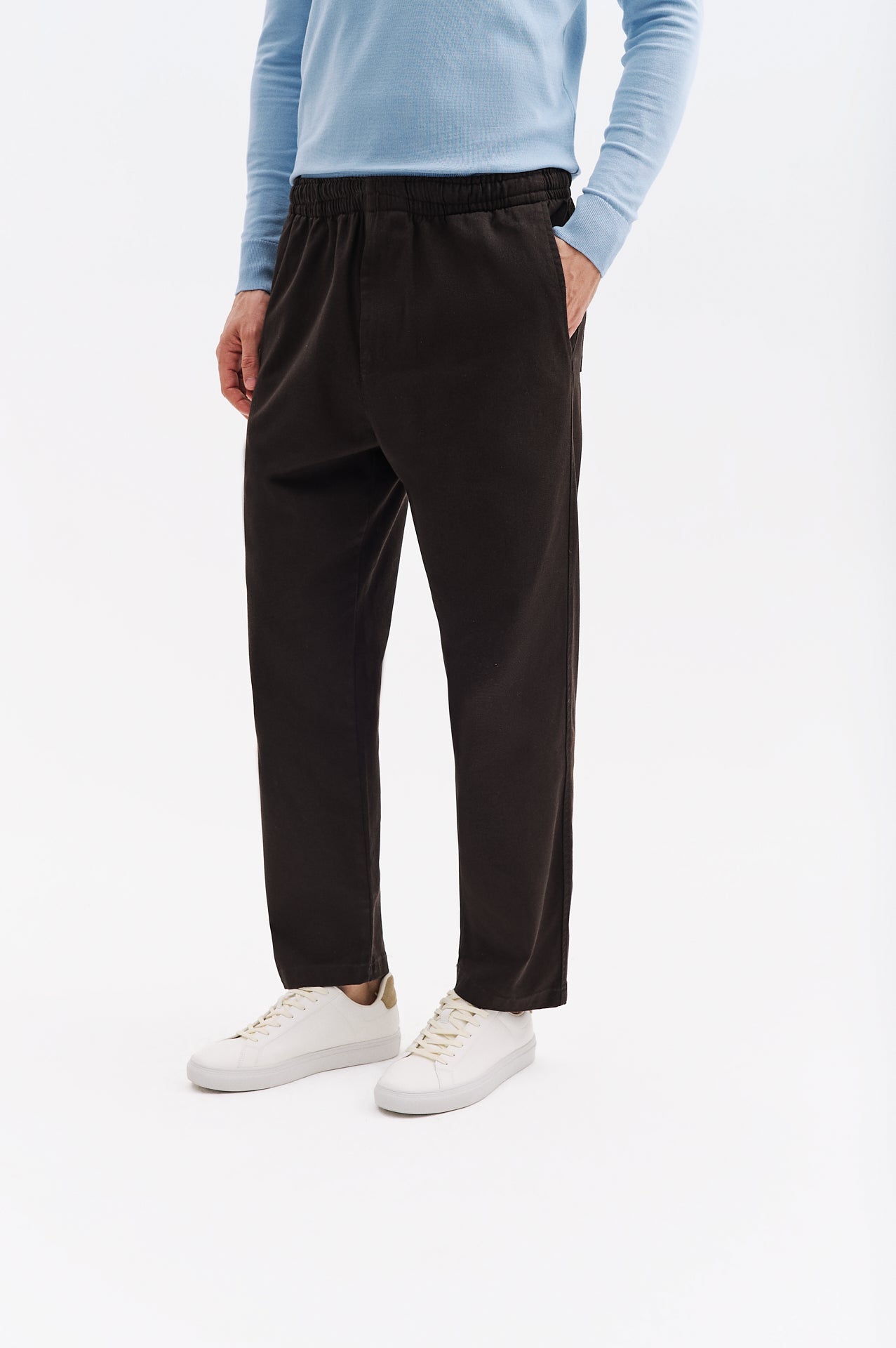 BELİ LASTİKLİ GABARDIN KAHVERENGİ PANTOLON