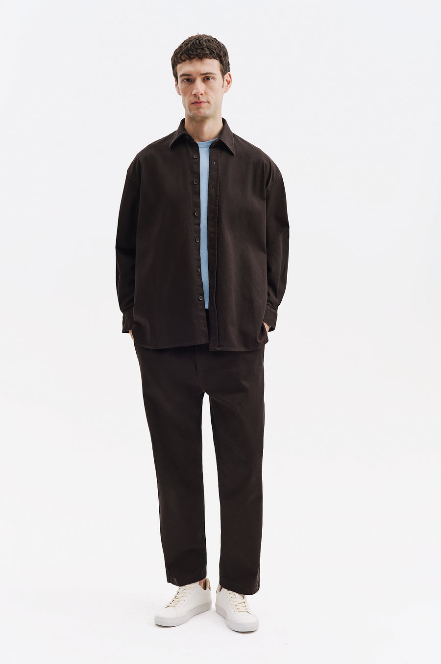 OVERSIZED GABARDINE BROWN SHIRT