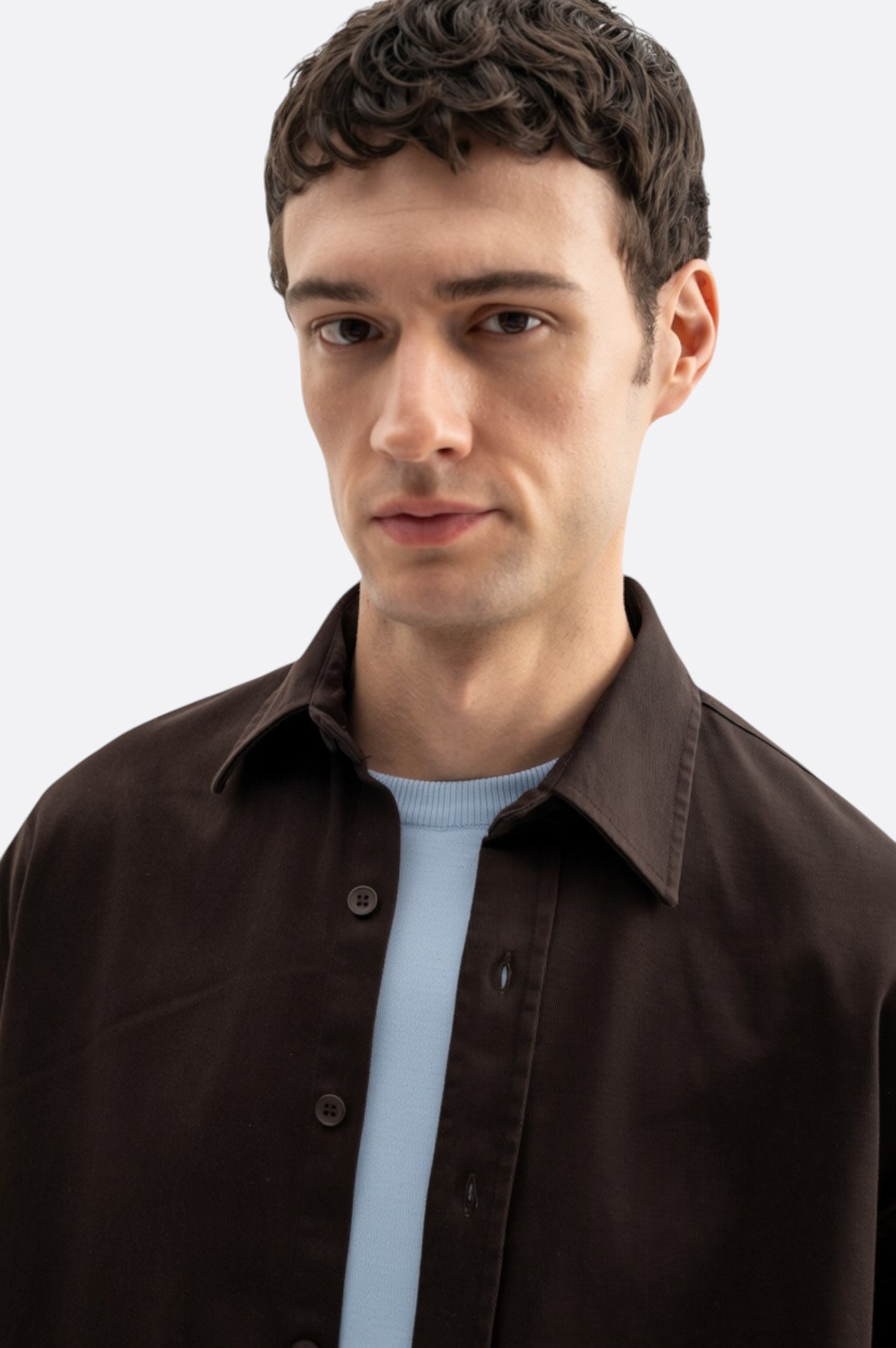 OVERSIZED GABARDINE BROWN SHIRT