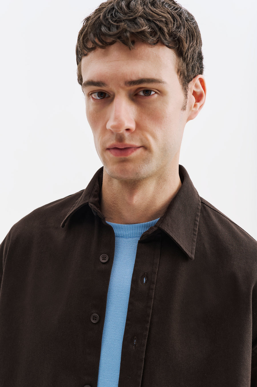 OVERSIZED GABARDINE BROWN SHIRT