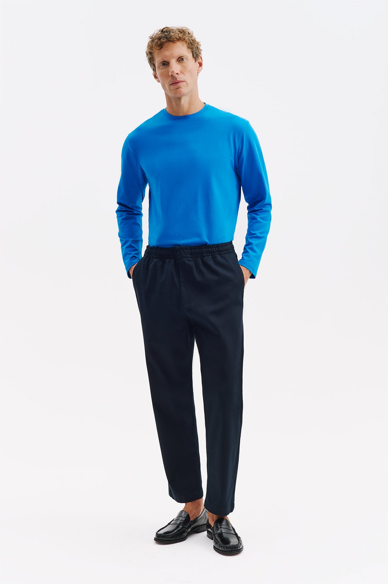 BELİ LASTİKLİ GABARDIN LACİVERT PANTOLON